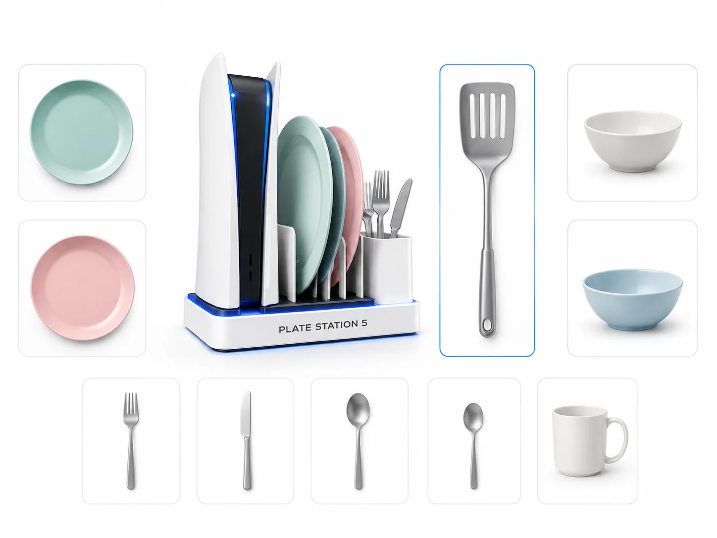 Configured Plate Station 5 with a complete plate and cutlery loadout